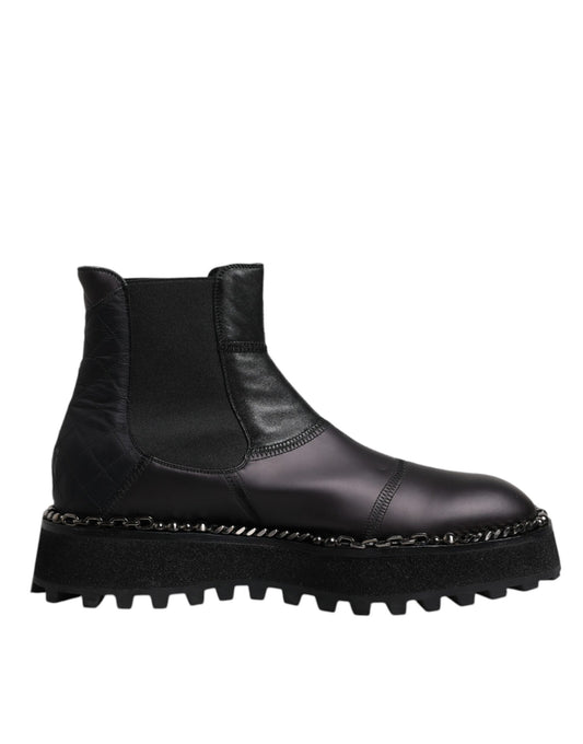 Dolce & Gabbana Svarta Chelsea Boots Läder Slip On Skor