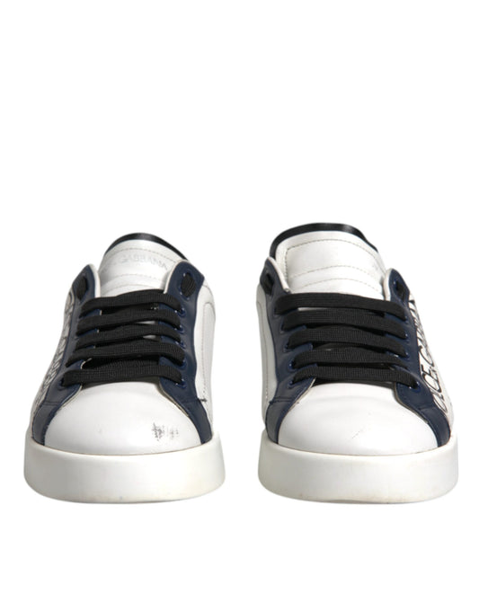 Dolce & Gabbana Vita Blå Läder Crown Milano Sneakers Skor
