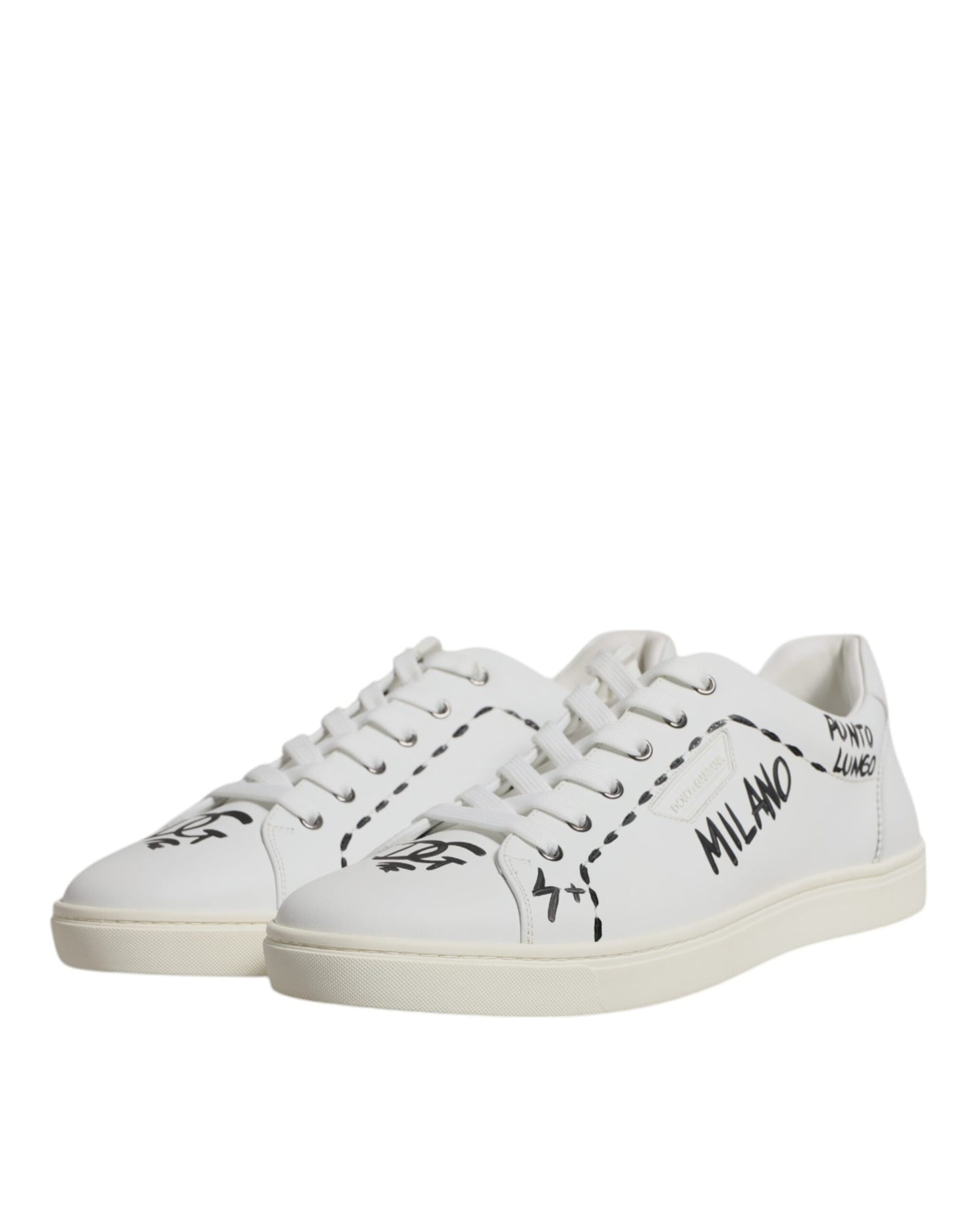 Dolce & Gabbana hvite skinn Milano lave sneakers
