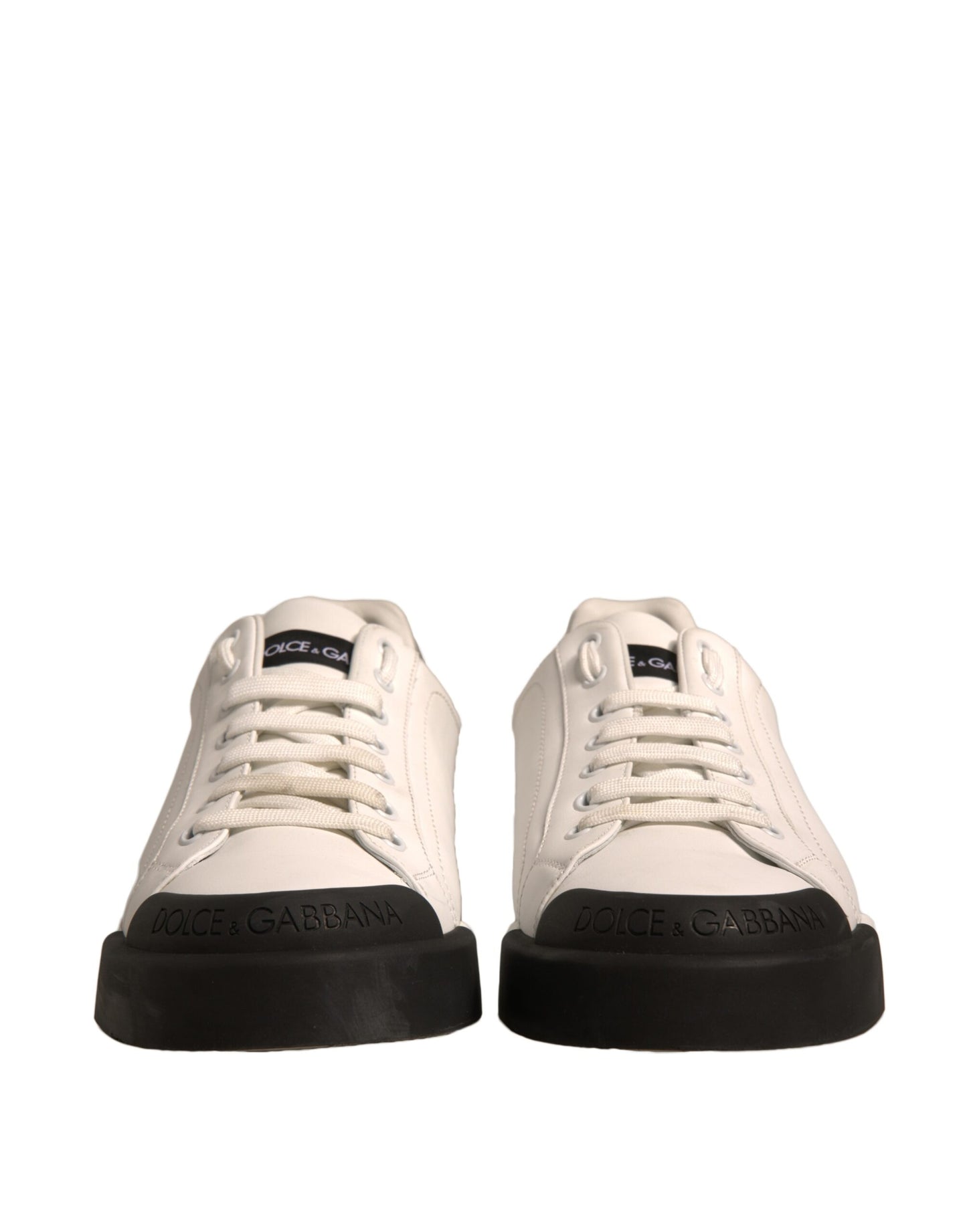 Dolce & Gabbana hvite skinnlogo Portofino joggesko