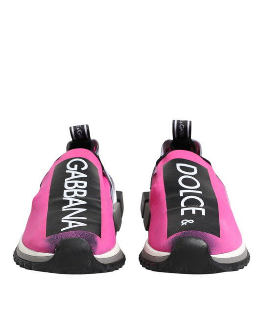 Dolce & Gabbana Fuchsia Hvite Slip On Sorrento Sneakers Sko