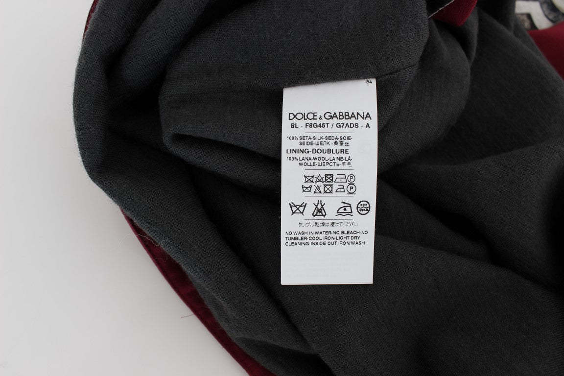 Dolce & Gabbana Röd Riddare Mönstrad Sidenblus T-shirt