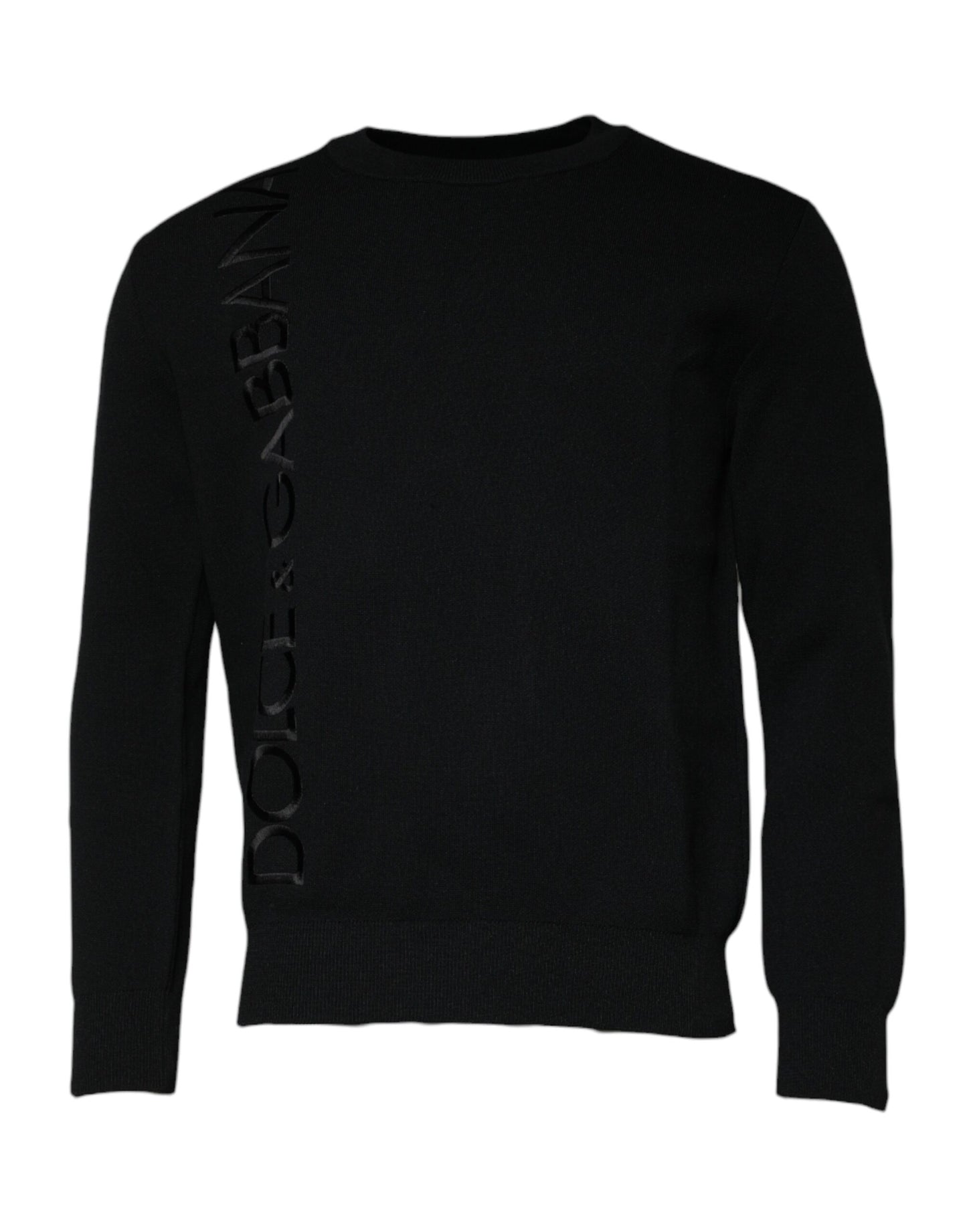 Dolce & Gabbana Svart Nylon Logo Rund Halsad Tröja