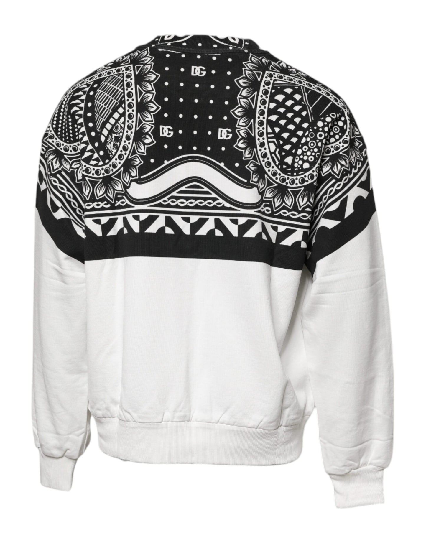 Dolce & Gabbana Vit Svart Mönstrad Bomullssweatshirt
