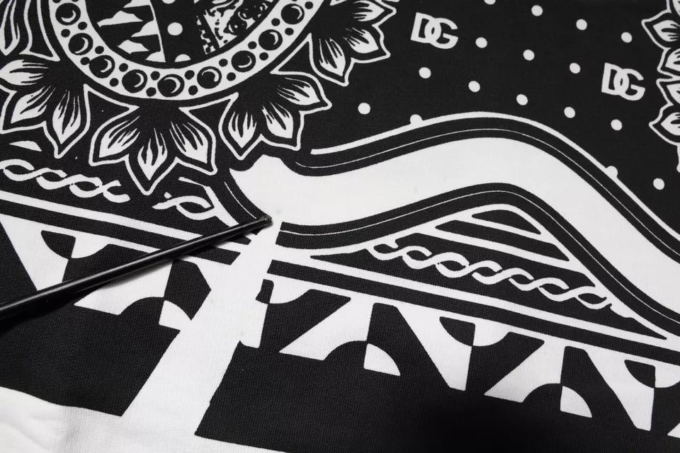 Dolce & Gabbana Vit Svart Mönstrad Bomullssweatshirt