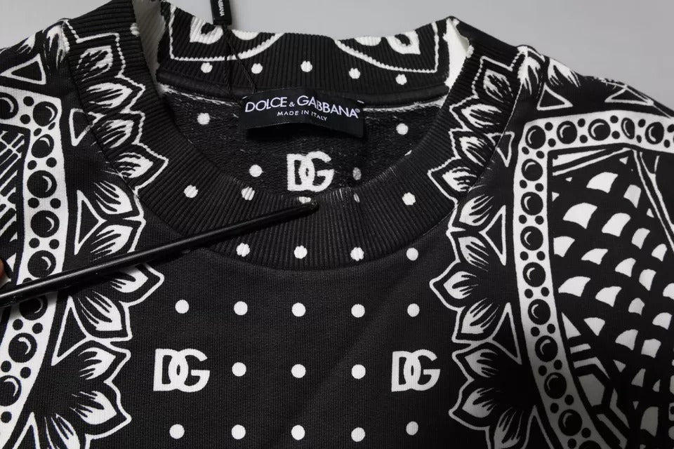 Dolce & Gabbana Vit Svart Mönstrad Bomullströja