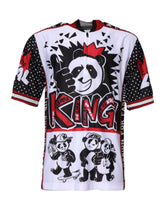 Dolce & Gabbana Flerfarget King Panda-trykk T-skjorte med glidelåskrage