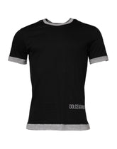 Dolce & Gabbana svart logo bomulls-T-skjorte med rund hals for menn