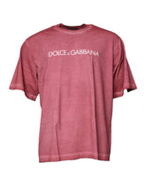 Dolce & Gabbana Rosa Logo Print Bomulls-T-skjorte med rund hals