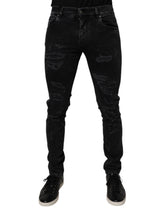 Dolce & Gabbana svarte slitte bomulls skinny herrejeans