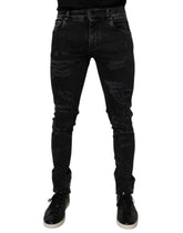 Dolce & Gabbana svarte slitte bomulls skinny herrejeans