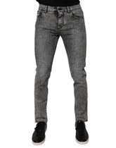 Dolce & Gabbana mørkegrå vasket bomulls slim fit denimjeans