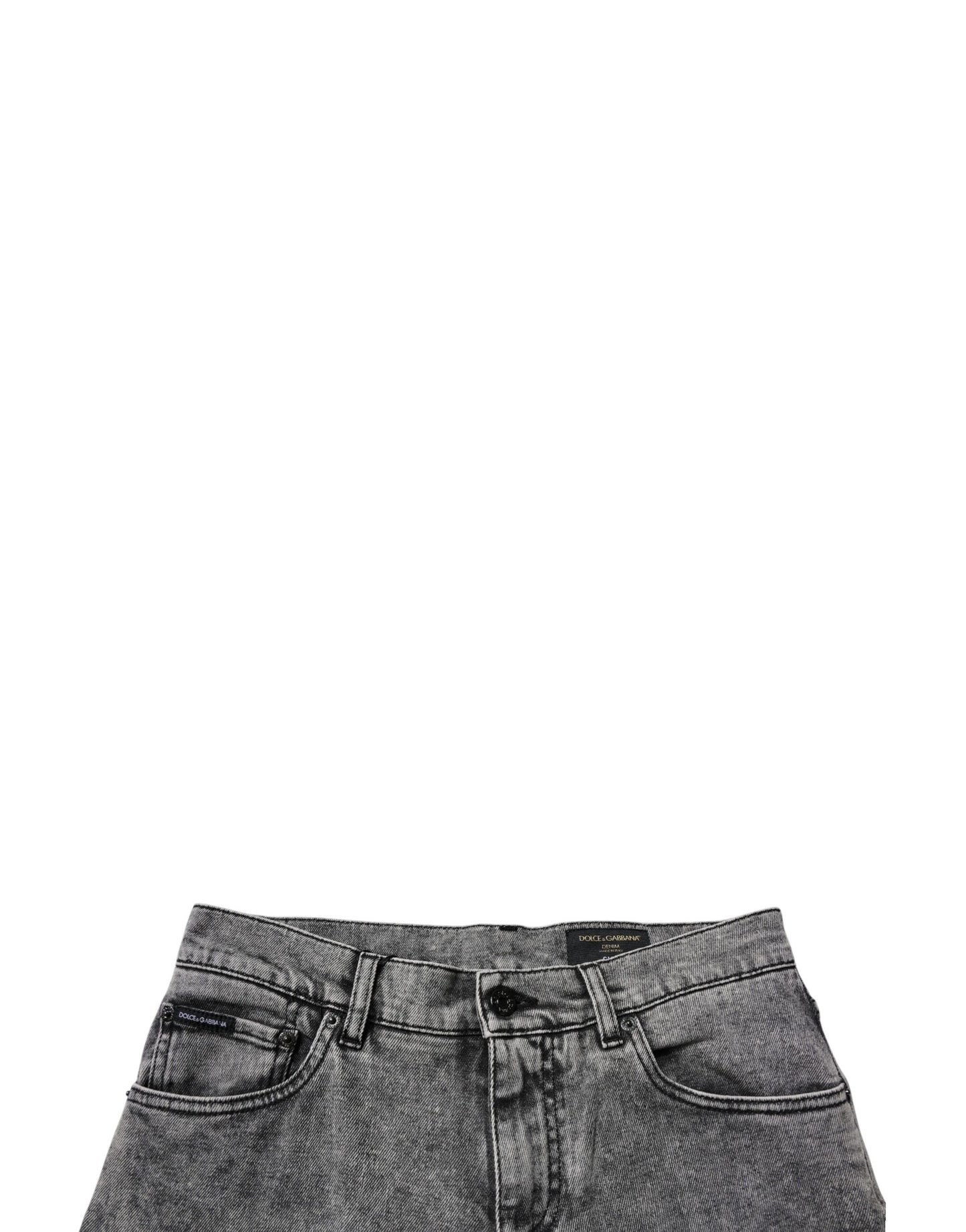 Dolce & Gabbana mørkegrå vasket bomulls slim fit denimjeans