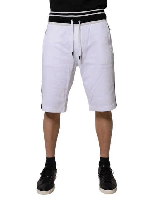 Dolce & Gabbana hvite stripete bomulls-DG King Bermudashorts