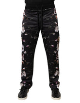 Dolce & Gabbana svarte joggebukser i polyester med blomsterprint