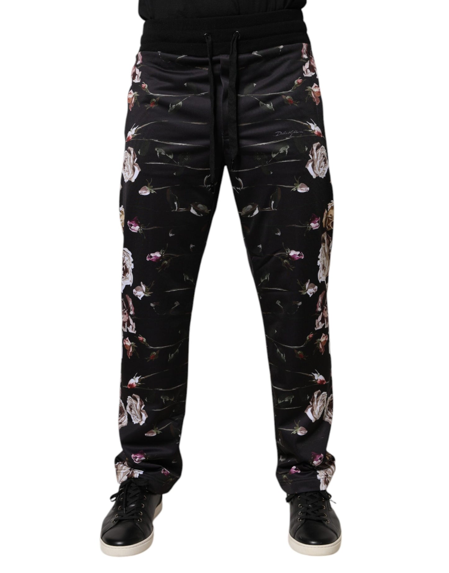 Dolce & Gabbana Svarta Blommiga Joggingbyxor i Polyester