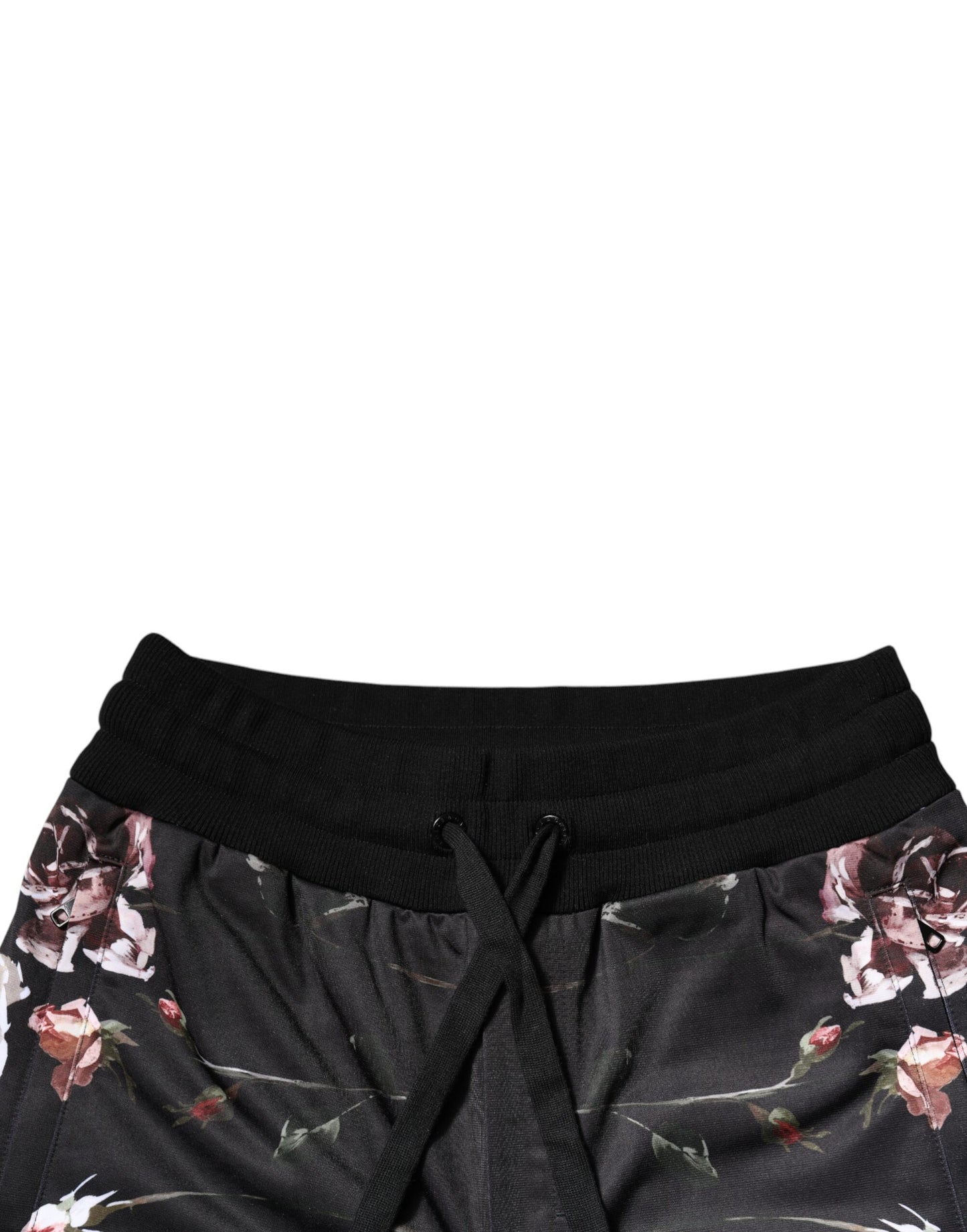 Dolce & Gabbana Svarta Blommiga Joggingbyxor i Polyester