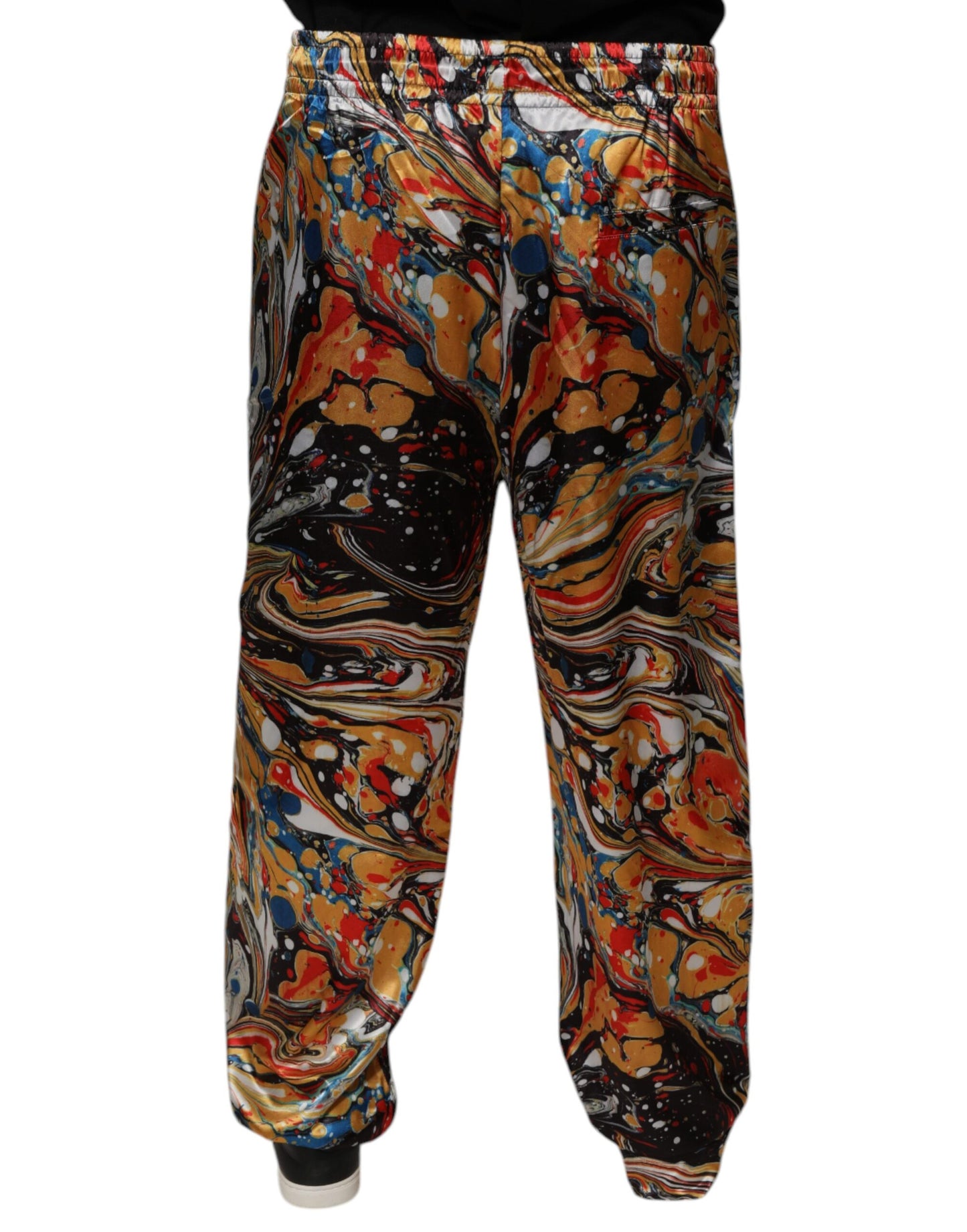 Dolce & Gabbana Multicolor Marble Satin Herr Träningsoverallbyxor