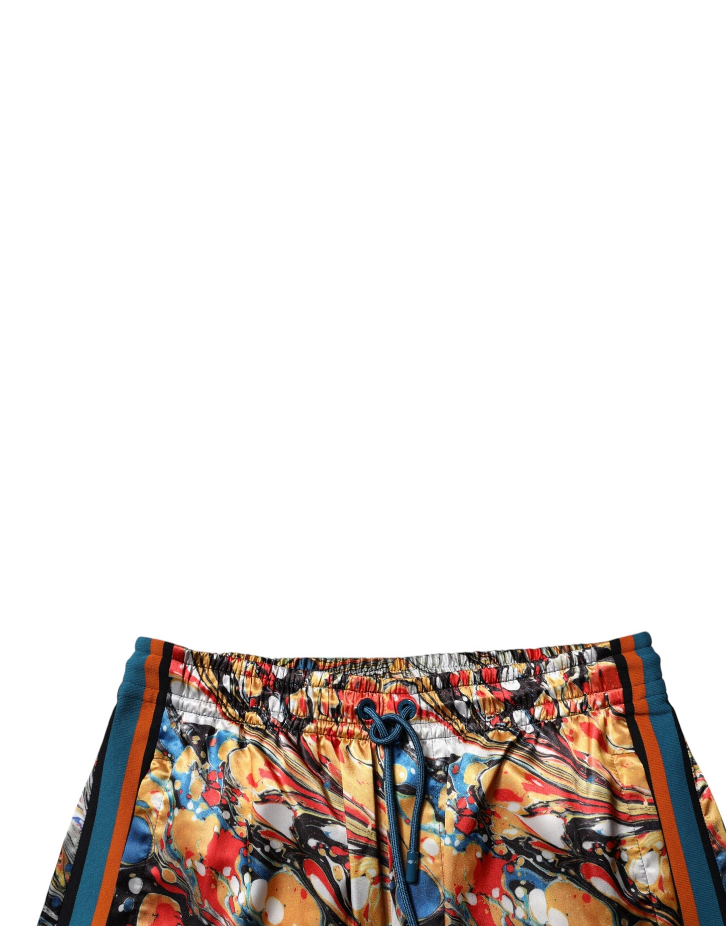 Dolce & Gabbana Multicolor Marble Satin Herr Träningsoverallbyxor