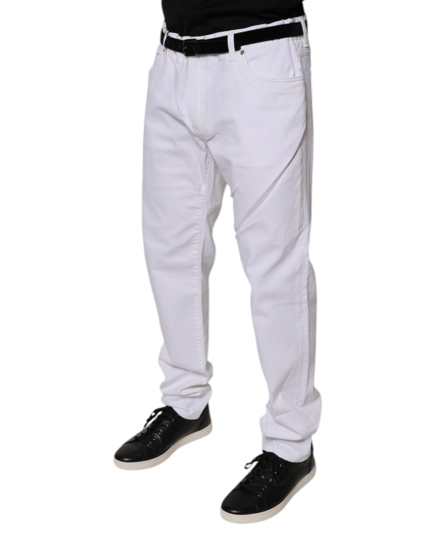 Dolce & Gabbana Hvite Bomullsstretch Skinny Herre Denim Jeans