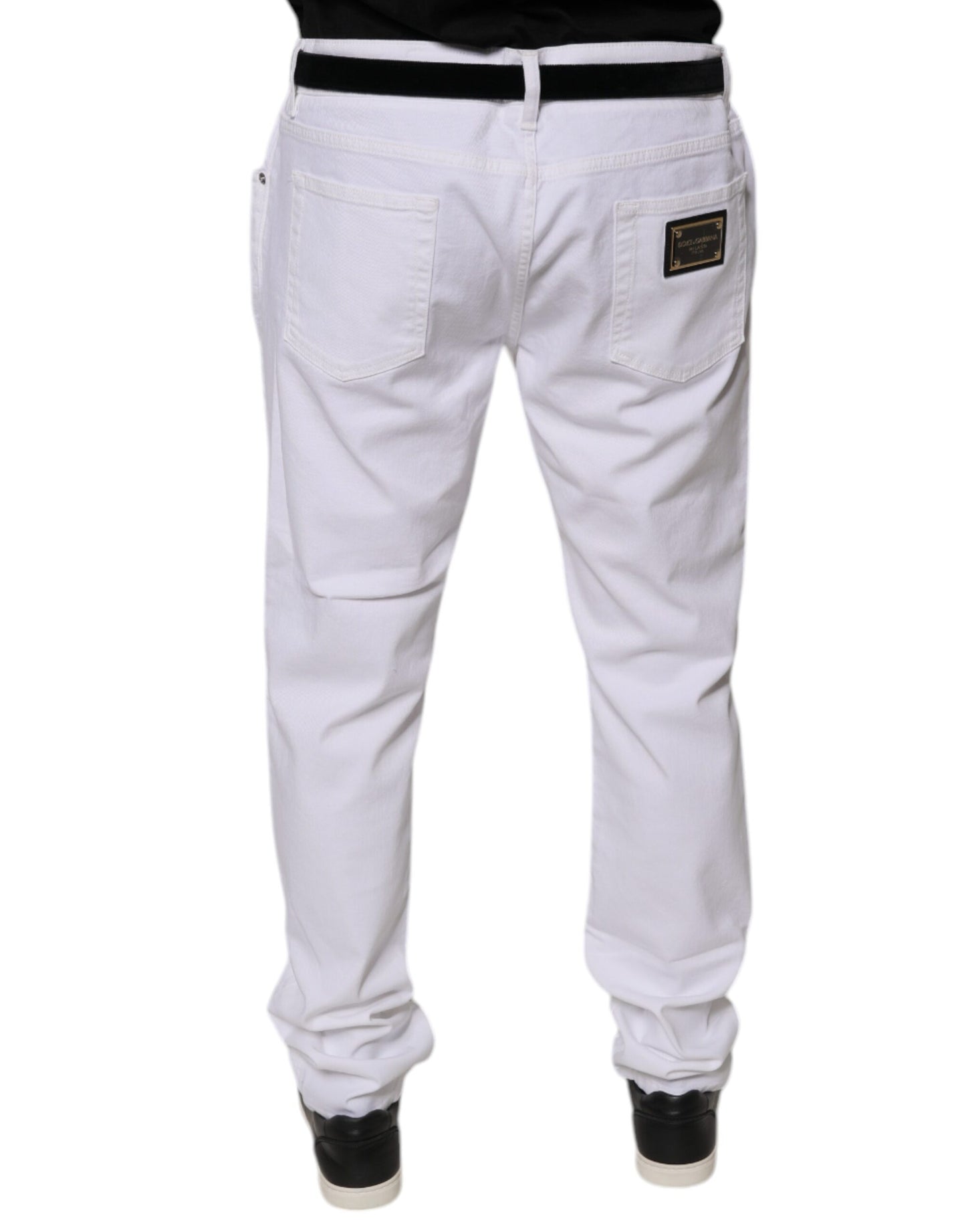 Dolce & Gabbana Hvite Bomullsstretch Skinny Herre Denim Jeans