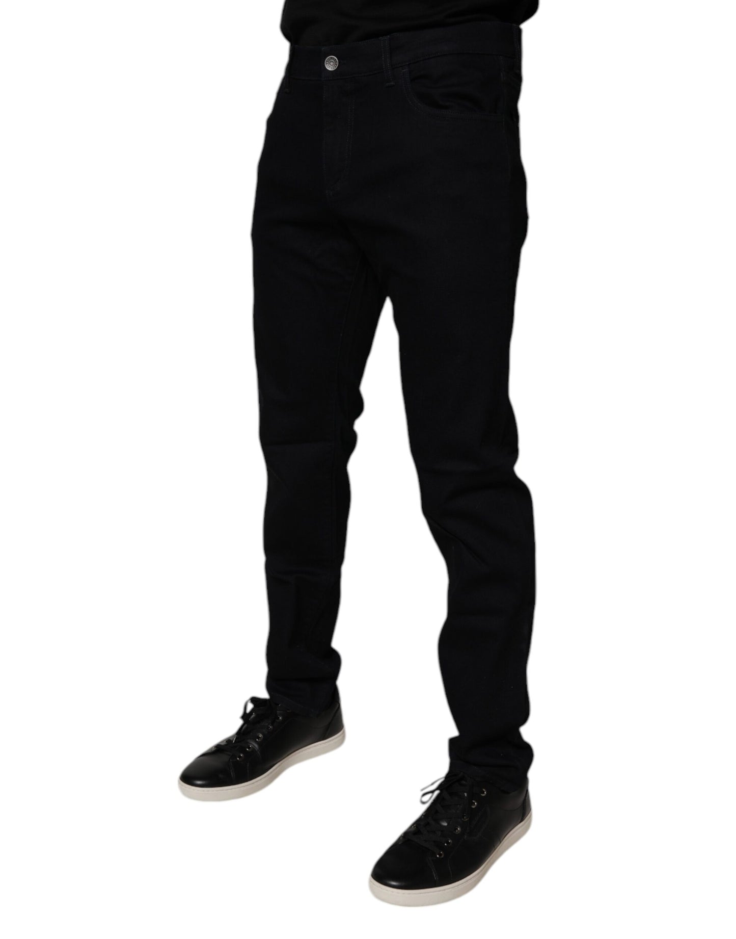 Dolce & Gabbana Svarta Bomullsstretchiga Slim Fit Herrjeans
