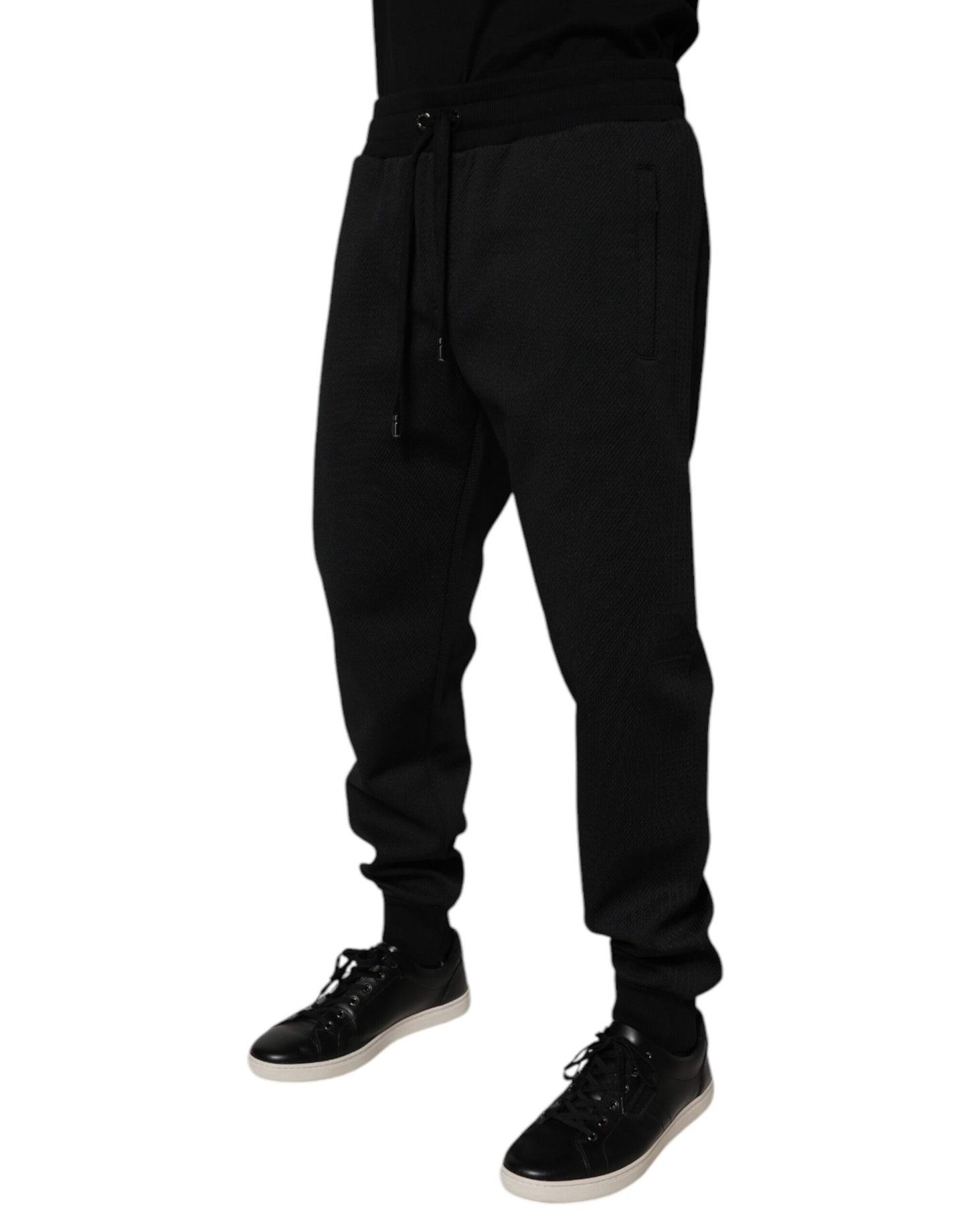 Dolce & Gabbana Svarte Polyester Herre Jogger Joggebukser Bukser