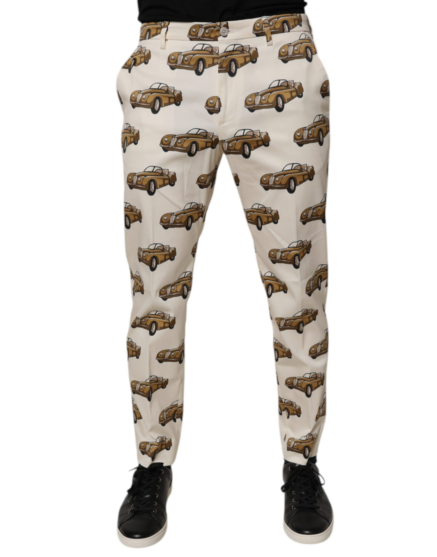 Dolce & Gabbana Off White Cars Bomull Skinny Herrjeans