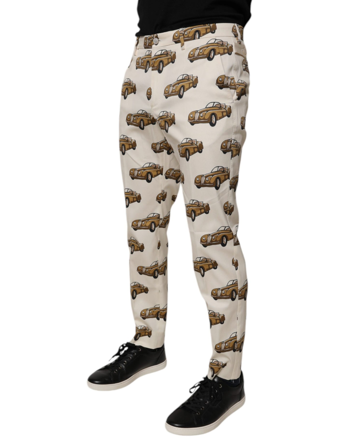 Dolce & Gabbana Off White Cars Bomull Skinny Herrjeans
