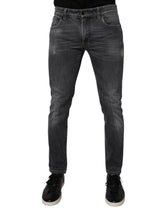 Dolce & Gabbana Mørkegrå Vasket Bomull Skinny Herre Denim Jeans