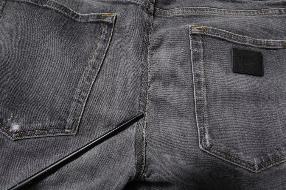 Dolce & Gabbana Mörkgrå Tvättade Bomulls Skinny Herrjeans