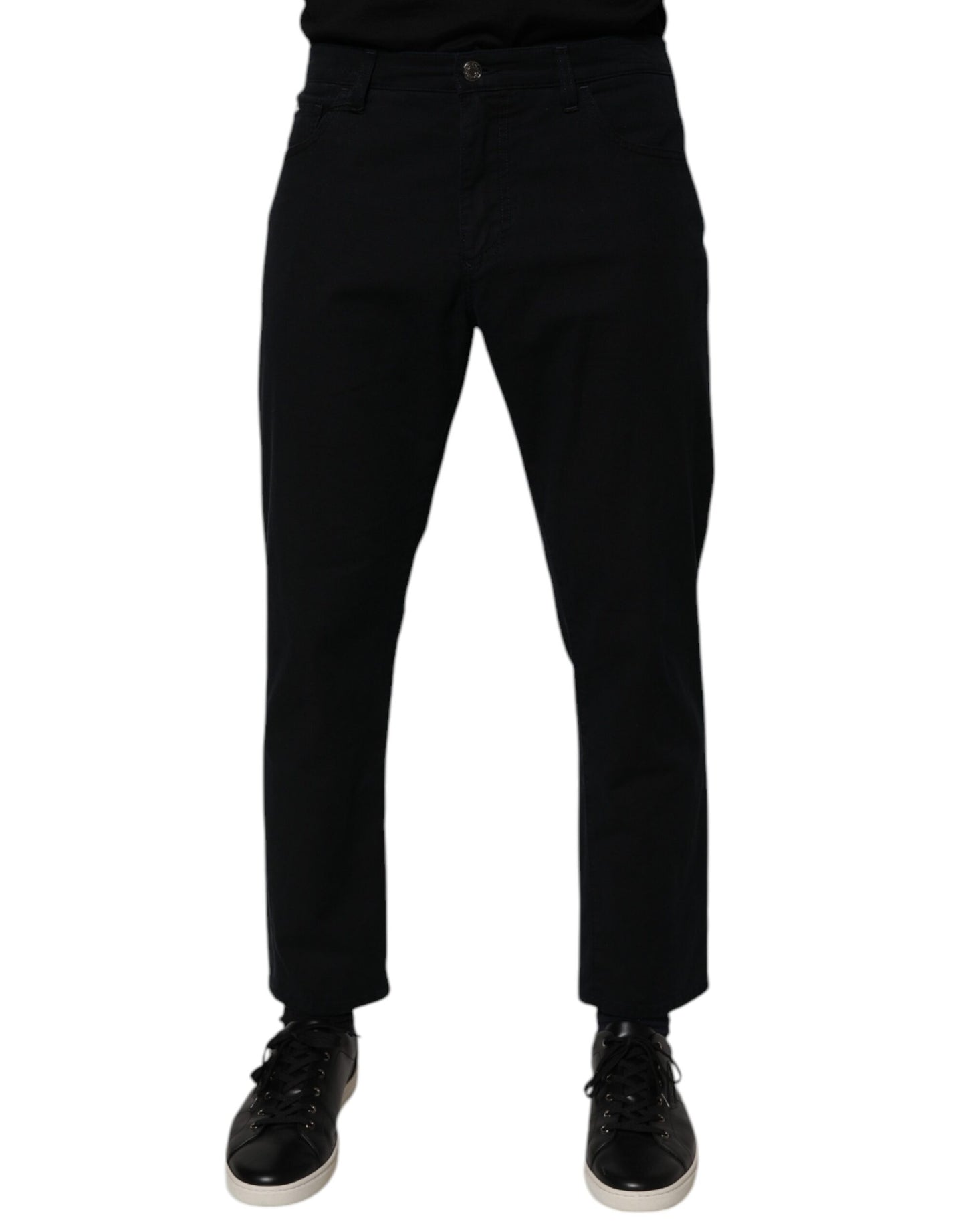 Dolce & Gabbana Mörkblå Bomullsstretchiga Lösa Herrjeans