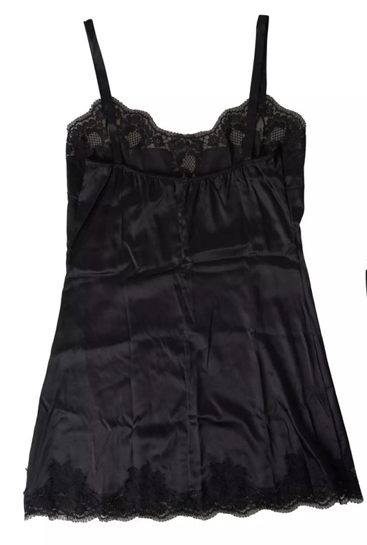 Dolce & Gabbana Svart Blonde Silke Nattøy Camisole Topp Undertøy