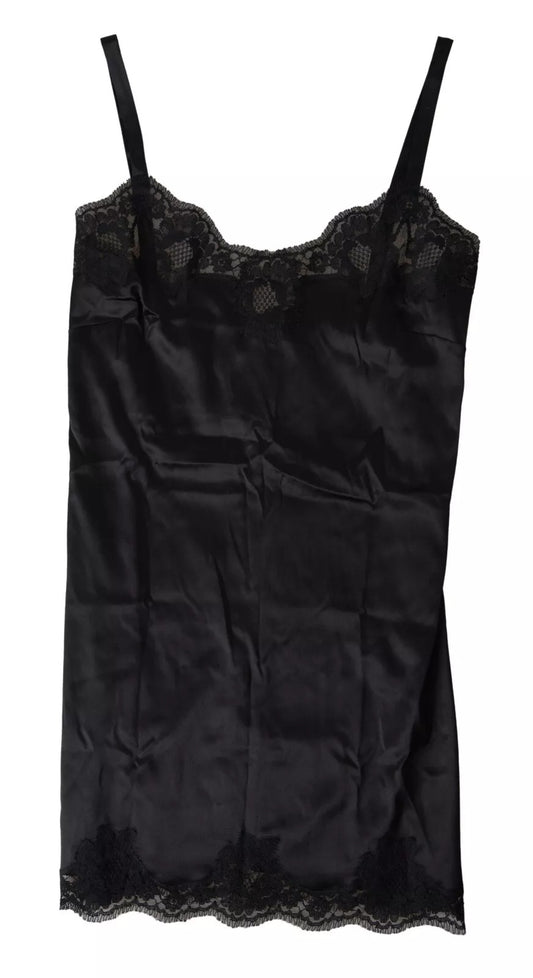 Dolce & Gabbana Svart Blonde Silke Nattøy Camisole Topp Undertøy