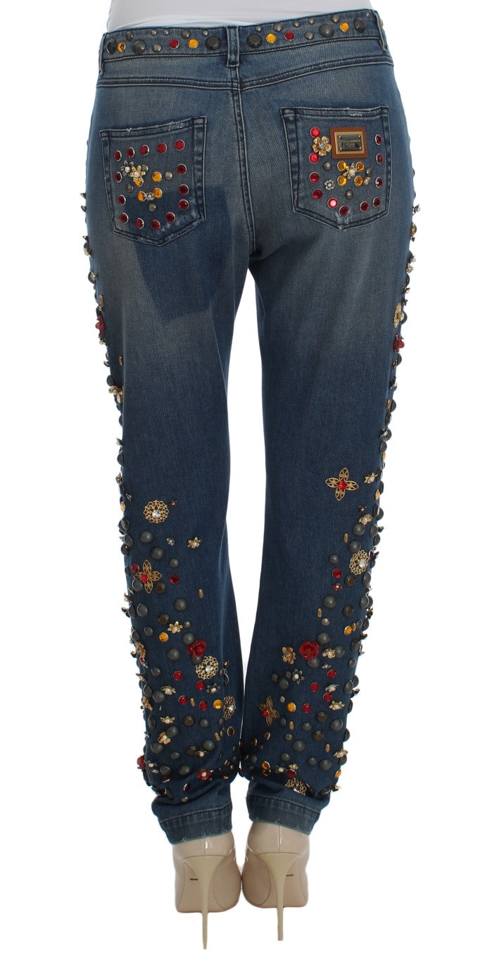 Dolce & Gabbana Crystal Roses Hjärtutsmyckade Jeans