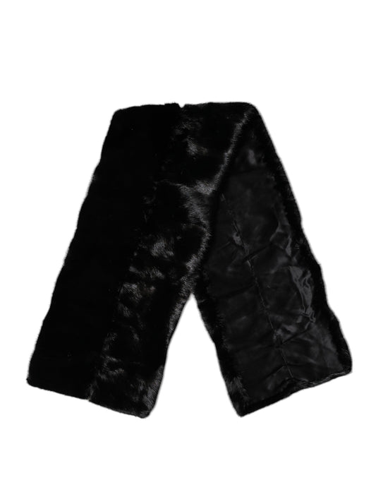 Dolce & Gabbana Svart Pelssjal Hals Omslagskrage Skjerf