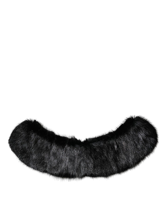 Dolce & Gabbana Svart Pelssjal Hals Omslagskrage Skjerf