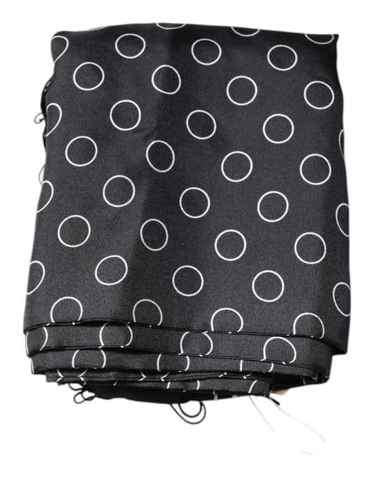 Dolce & Gabbana Black Circles Silk Fringes Shawl Wrap Scarf