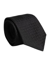 Dolce & Gabbana Black Patterned Silk Adjustable Necktie Tie