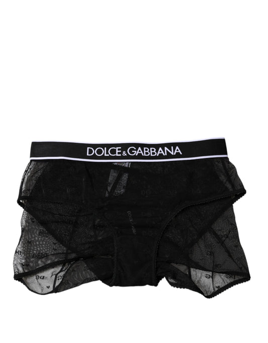 Dolce & Gabbana Svarta Tyll Nylon Trosor Med Mellanhög Midja