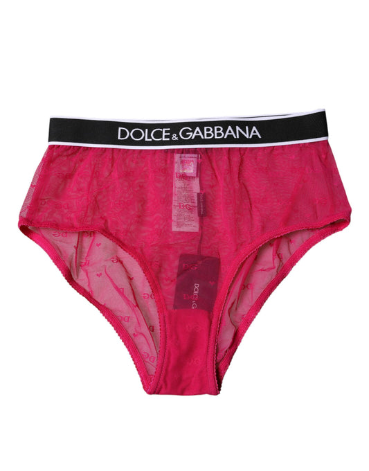 Dolce & Gabbana Fuchsia Tyll Nylon Trosa Med Mellanhög Midja Underkläder