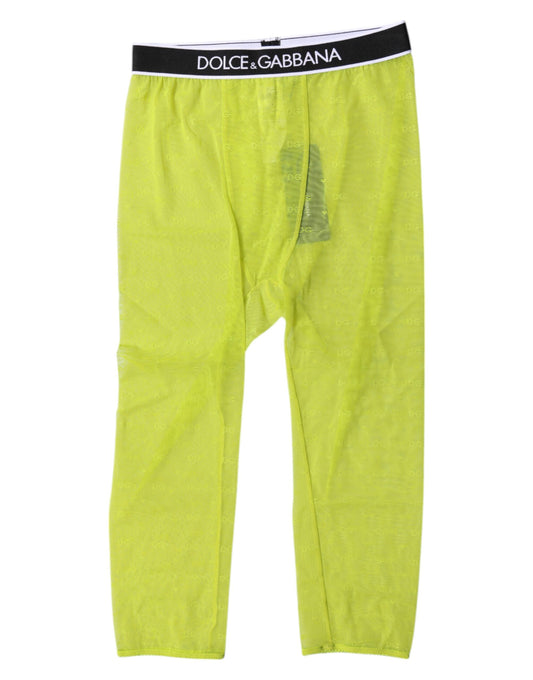 Dolce & Gabbana Gröna DG-logotyp Nylon Cropped Tights Underkläder