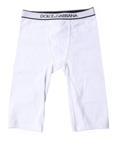Dolce & Gabbana White Logo Cotton Cropped Tights Underwear