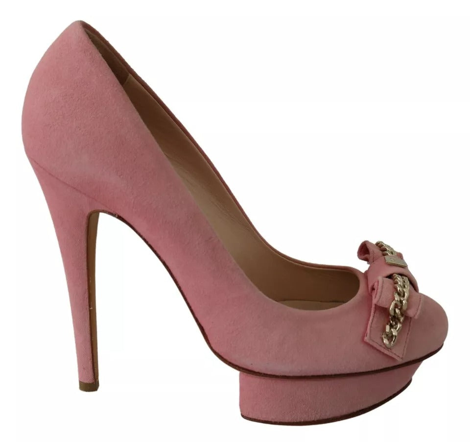 Rosa Pumps med Stilettklack och Rosett