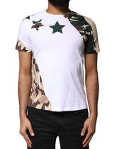 Dolce & Gabbana White Camouflage Stars Crew Neck T-shirt