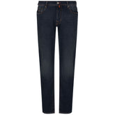 Jacob Cohen Blue Cotton Men Jeans with Orange Stitch Detail