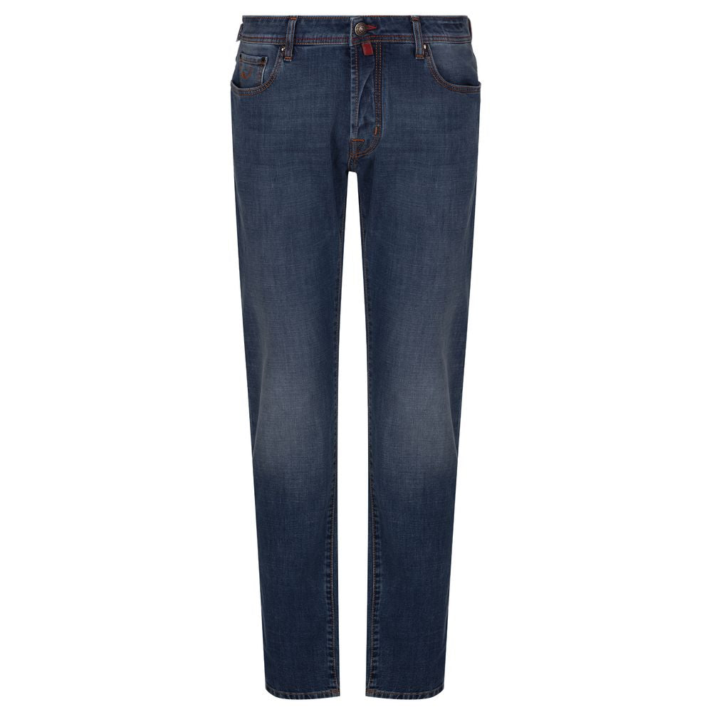 Jacob Cohen Blå bomulls herrjeans med smal passform