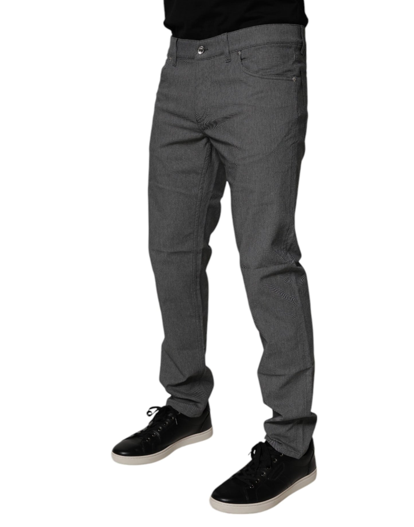 Dolce & Gabbana Grå Bomullsstretchiga Skinny Denim Jeans