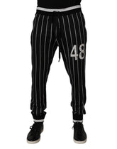 Dolce & Gabbana Black White Stripes Jogger Sweatpants Pants
