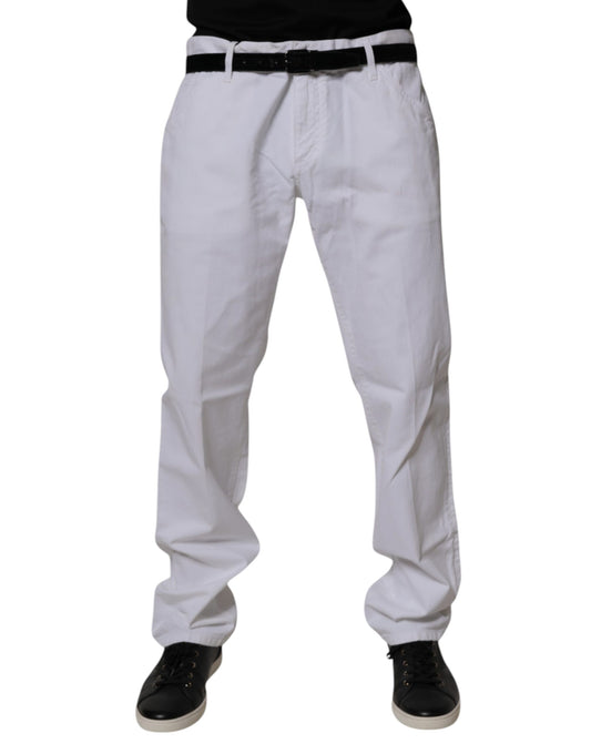 Dolce & Gabbana hvite bomullsrette herrejeans